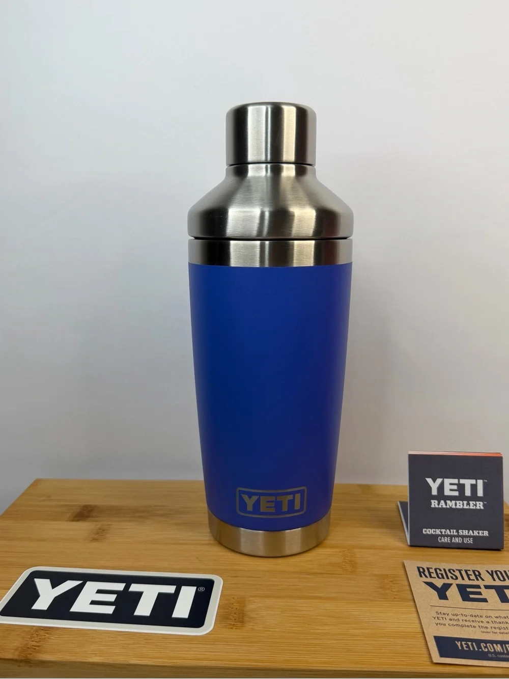 Yeti Blue Stainless Steel Cocktail Shaker with Brushed Steel Top